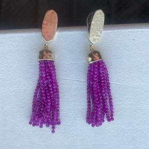 Kendra Scott Marin Cranberry Purple Beaded Tassel Drop Earrings